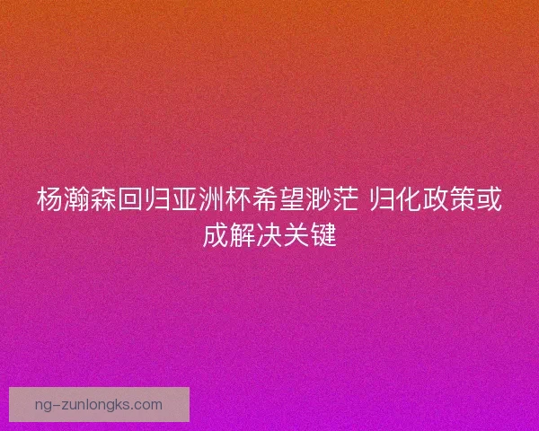 杨瀚森回归亚洲杯希望渺茫 归化政策或成解决关键 杨瀚森回归亚洲杯希望渺茫 归化政策或成解决关键