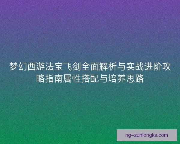 梦幻西游法宝飞剑全面解析与实战进阶攻略指南属性搭配与培养思路